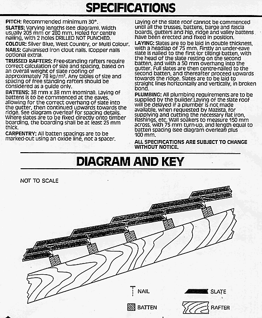Conventional Slate Roof Specifications